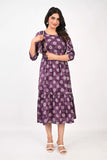 Ofably attached Vest Maternity Cum Feeding Cotton Kurti- Purple (OFMK149)