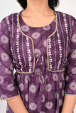 Ofably attached Vest Maternity Cum Feeding Cotton Kurti- Purple (OFMK149)