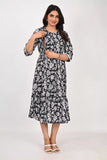 Ofably Maternity Feeding Khatta Cotton Kurti- Black (OFMK161)