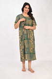 Ofably Printed Maternity Maxi Invisible Chain Feeding -Green (OFMX006)