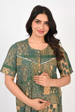 Ofably Printed Maternity Maxi Invisible Chain Feeding -Green (OFMX006)