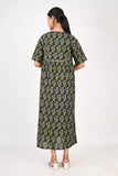 Ofably Printed Maternity Maxi Button Feeding -Dark Green (OFMX003)