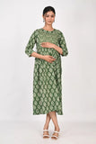 Ofably Up and Down Maternity Cum Feeding Cotton Kurti- Dark Green (OFMK180)