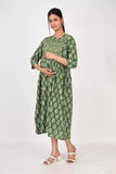 Ofably Up and Down Maternity Cum Feeding Cotton Kurti- Dark Green (OFMK180)