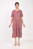Ofably Printed Maternity Maxi Invisible Chain Feeding -Wine (OFMX004)