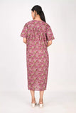 Ofably Printed Maternity Maxi Invisible Chain Feeding -Wine (OFMX004)