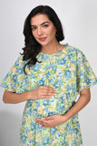 Ofably Cover Up Top Maternity Chain Feeding Cotton Dress - White (OFMK146)