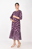 Ofably Front Chain Maternity Cum Feeding Cotton Kurti- Purple (OFMK168)
