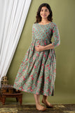 Ofably Pure Cotton Maternity Cum Feeding Kurti -Pista Green(OFMK060}