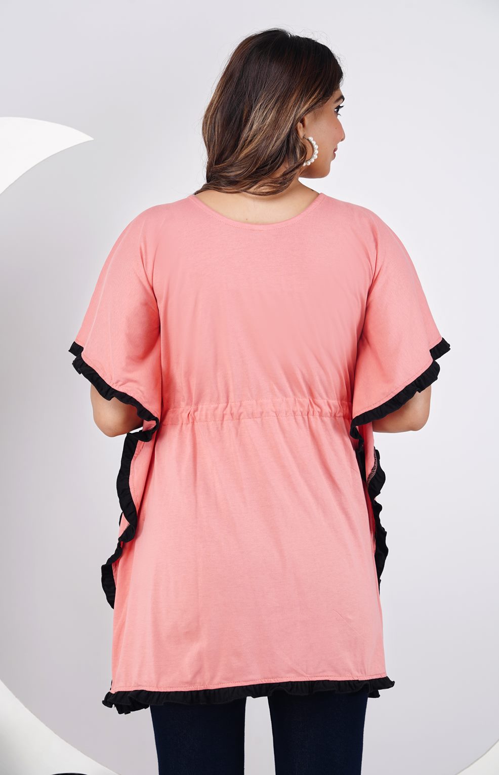Ofably solid coral cotton maternity kaftan top – product image