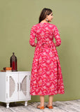 Ofably Pure Cotton Maternity Cum Feeding Kurti -Pinkish Red(OFMK053}