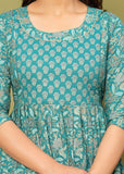 Ofably Pure Cotton Maternity Cum Feeding Kurti -Blue(OFMK071}