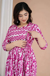 Ofably Women's Feeding Maternity Kurti's(Pink)(TUL002)