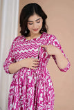 Ofably Women's Feeding Maternity Kurti's(Pink)(TUL002)