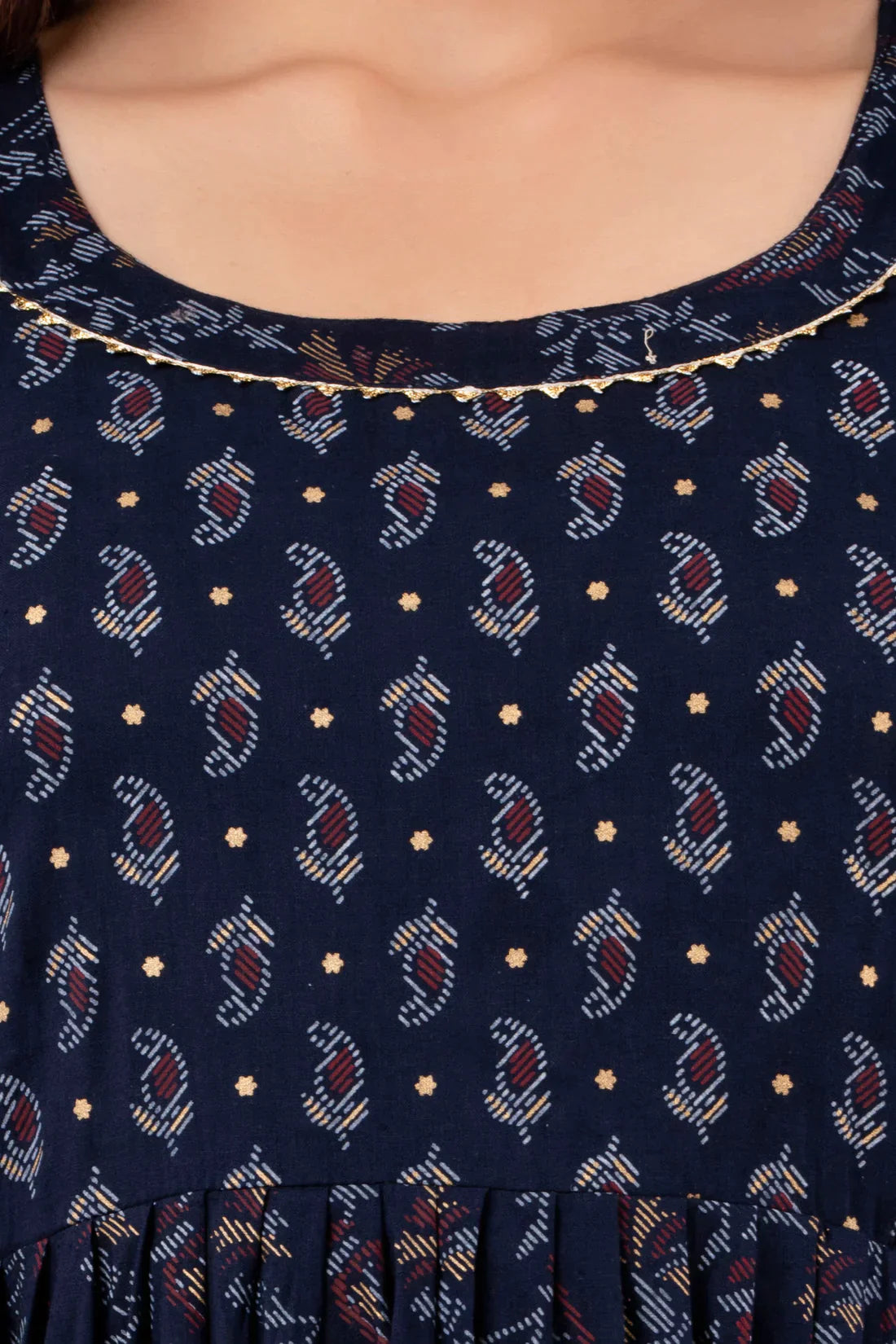 Dark blue cotton maternity feeding dress - product image 2