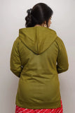 Ofably Solid Cotton Maternity Nursing Zipper Hoodie- Olive Green (OFMH0OLVEZIPR07)