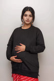 Ofably Solid Cotton Maternity Nursing Sweatshirt- Black (OFMH0BLCKSWT05)