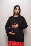 Ofably Solid Cotton Maternity Nursing Sweatshirt- Black (OFMH0BLCKSWT05)