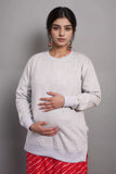 Ofably Solid Cotton Maternity Nursing Sweatshirt- Light Grey (OFMH0LGRYSWT04)