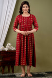 Ofably Rayon Maternity Cum Feeding Kurti - Red (OFMK102}