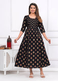 Ofably Rayon Maternity Cum Feeding Kurti -Black (OFMK082}