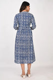 Ofably Blue Flower Maternity Cum Feeding Cotton Kurti- White (OFMK154)