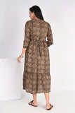 Ofably Floral With Lace Maternity Chain Feeding Kurti - Brown(OFMK126)