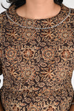 Ofably Floral With Lace Maternity Chain Feeding Kurti - Brown(OFMK126)