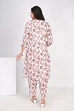 Ofably Red Brown Flower Cotton Maternity Co-ord Set- White(OFMCORD01)