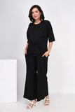 Ofably Plain Knitted Cotton Maternity Co-ord Set- Black (OFMCORD04)