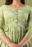 Ofably Pure Cotton Maternity Cum Feeding Kurti - Pista Green (OFMK093}