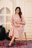 Ofably Pure Cotton Maternity Cum Feeding Kurti -Peach (OFMK122}