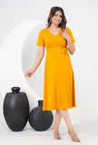 Ofably 100% Cotton Solid Maternity Long Dress - Mustard Yellow(OMD013)