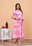 Ofably Women's Fabric Pure Cotton Maternity Dress